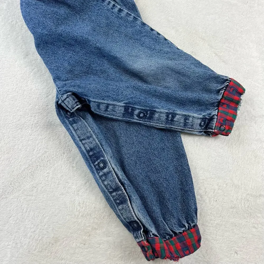 Oshkosh Vintage denim & plaid girls Overall pants Jeans size 24 months USA